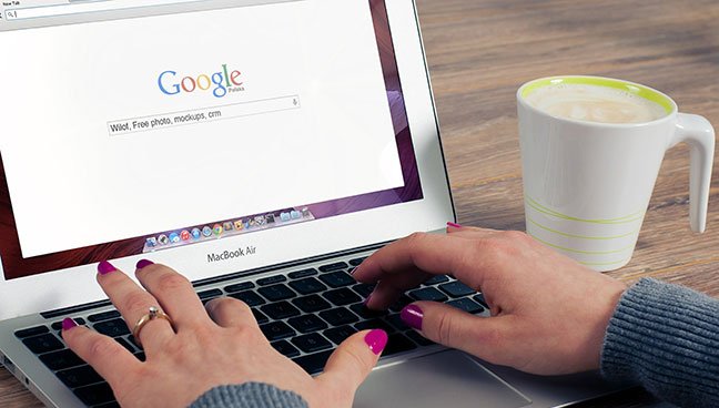 MacBook Air with Google landing page