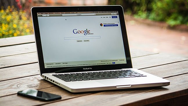 Google website on MacBook Pro