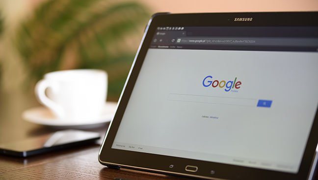 Google website on tablet