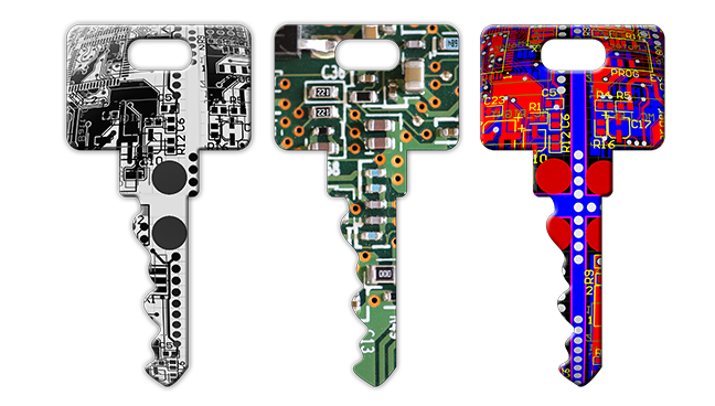 Locker keys with security algorithm patterns