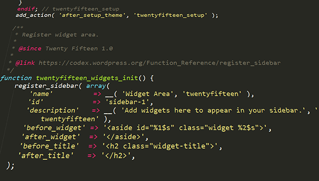 WordPress functions configuration file