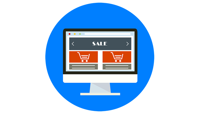 Vector graphic of online shopping on iMac