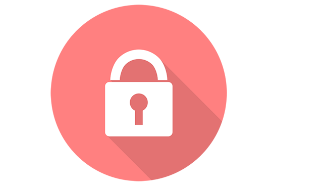 Vector graphic of red circle with white padlock