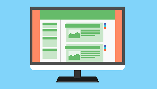 Vector graphic of desktop monitor showing blog page