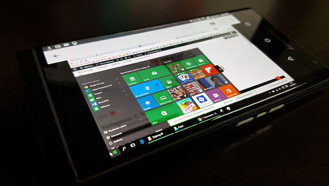 Windows 10 Edge browser on Android smartphone